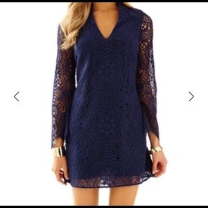 Lily Pulitzer Navy Felicity Sunburst Lace Dress